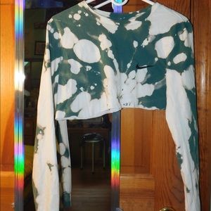 Vintage Nike long sleeve crop top shirt acid wash bleach tie dye